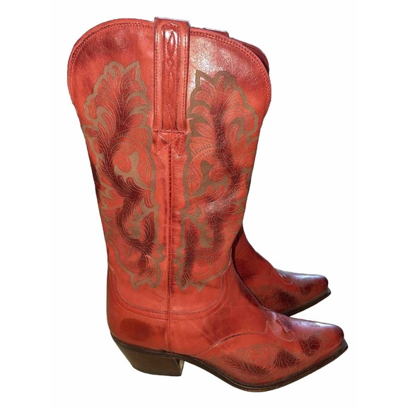 Lucchese Shoes - Lucchese 1883 Vintage‎ Western Cowboy Boots Red 4806 Women's 6.5B 37
